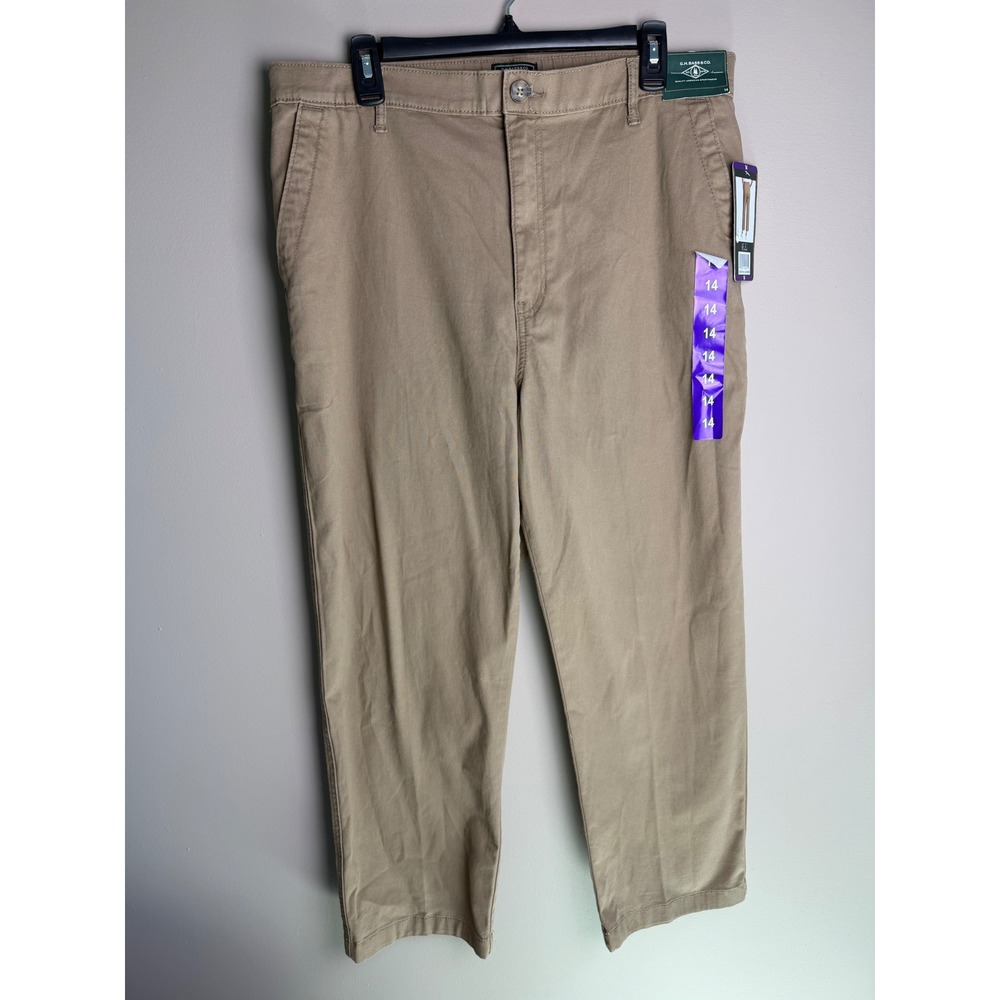 G.H. Bass & Co Womens Chino Ankle Pant Khaki Brown Straight Leg Size 14 NWT